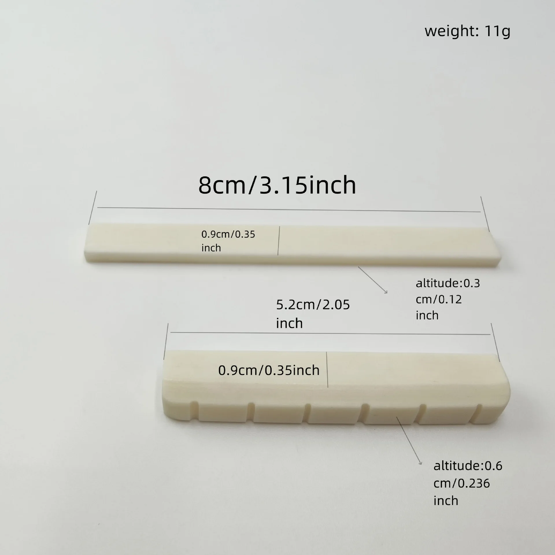 6-String Classical Guitar Bone Nut & Saddle Real Cattle Bone Upper & Lower Bridge Kit