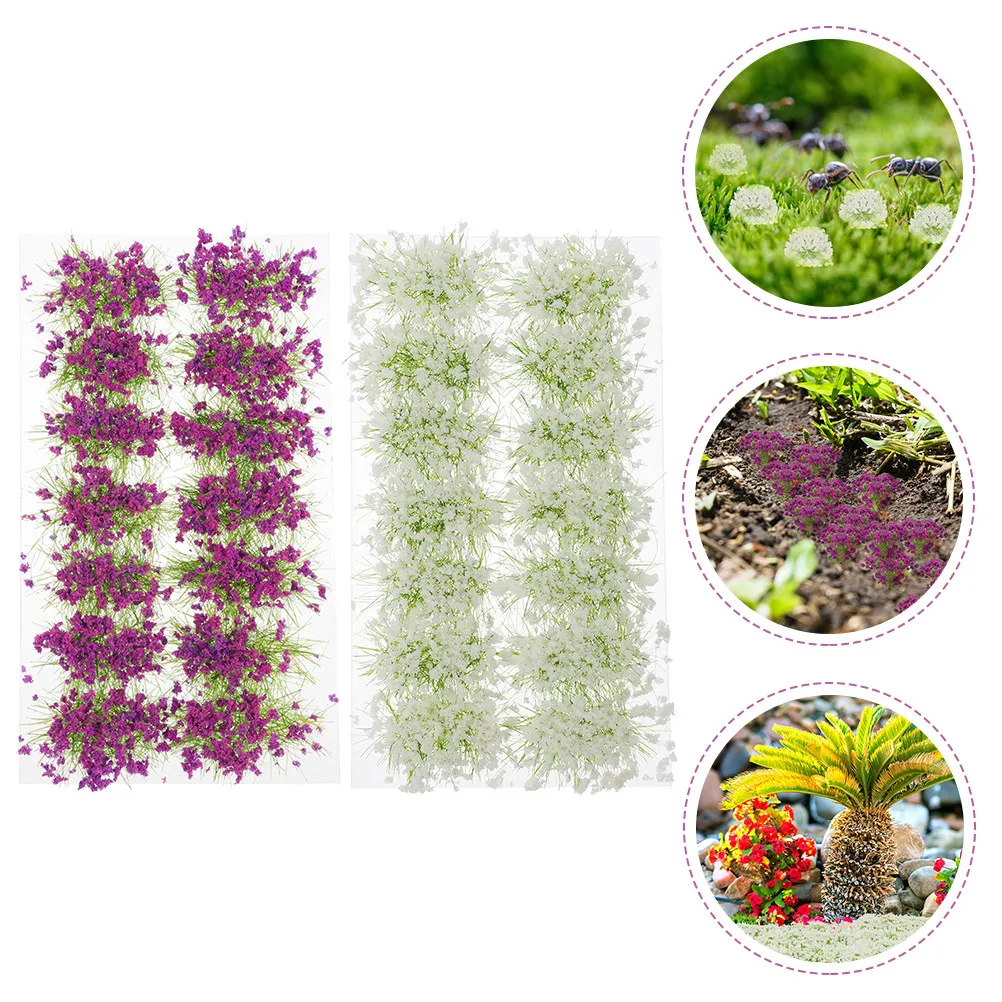 

2 коробки миниатюрных искусственных цветочных кластеров с реалистичным дизайном для миниатюрных поделок и декора микроландшафтов, искусственные миниатюрные пучки травы