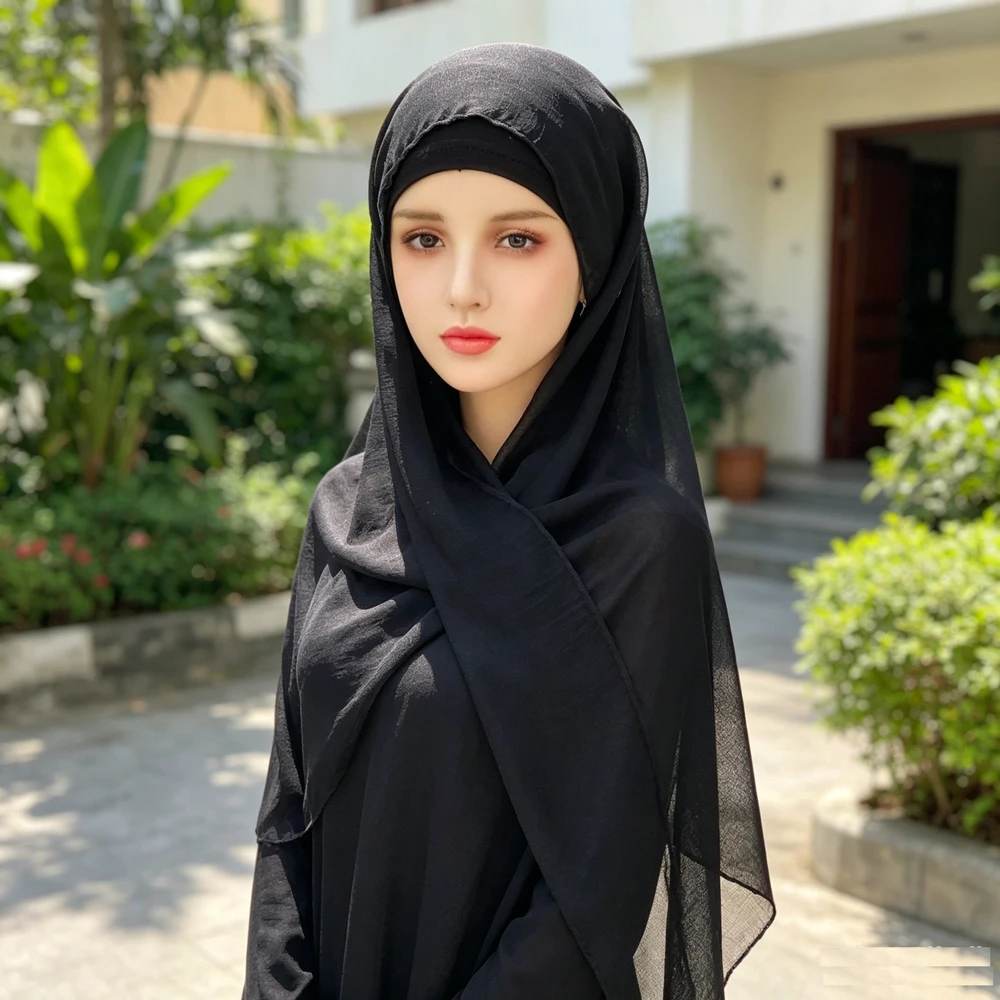 

Modal Solid Color Headscarf Shawl with Inner Cap Underscarf Muslim Hijab Women Bonnet Inner Hat Wrap Beanies Islam Headwear New