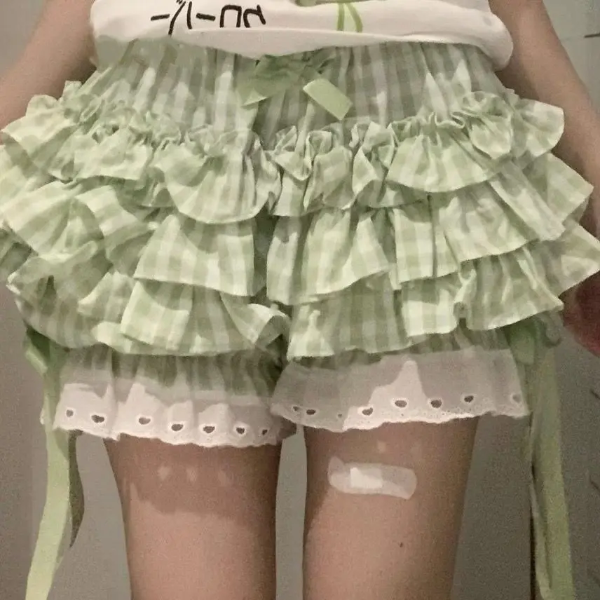 2000s Japanese Kawaii Sweet Short Party Skirts Y2k Harajuku Vintage Lace Bow Patchwork Lolita Style Summer Mini Skirt Cake Skirt