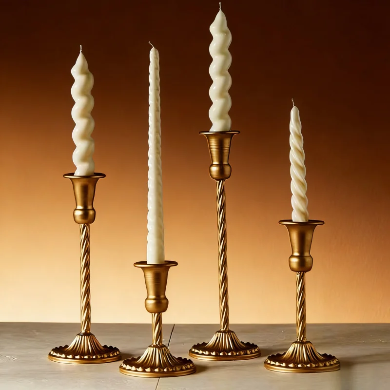 1/5pcs European Retro Iron Single Head Candlestick Gold Tall Candle Holder Threaded Candle Stand Wedding Table Centerpiece Decor