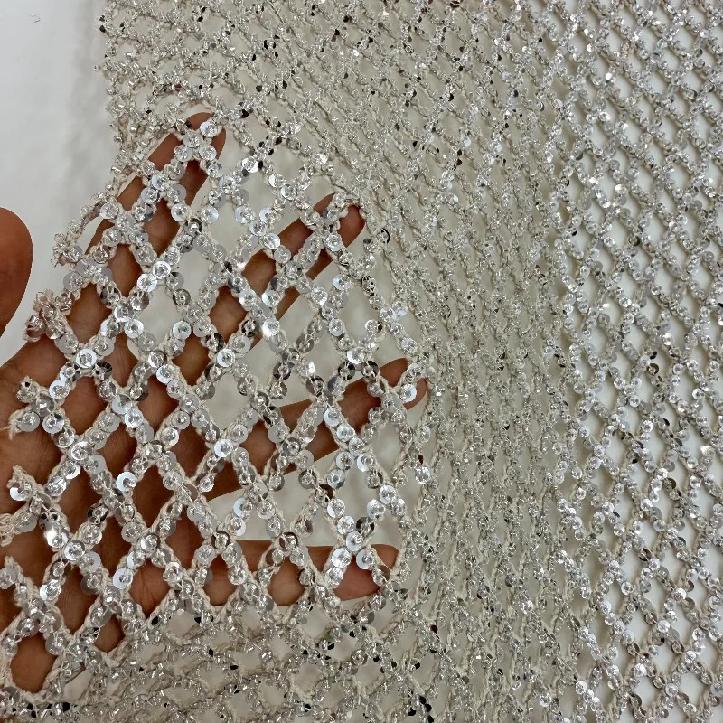 

Water Soluble Ripstop Beading Embroidery Fabric for Wedding Dress Clothing Design Cloth Diy By The Meter Sewing Material