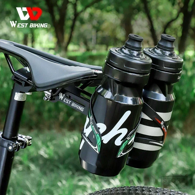 WEST BIKING Double Cup Bicycle Water Bottle Cage Saddle Extension Holder Cycling Kettle Brackets MTB Road Bike Accessories Parts