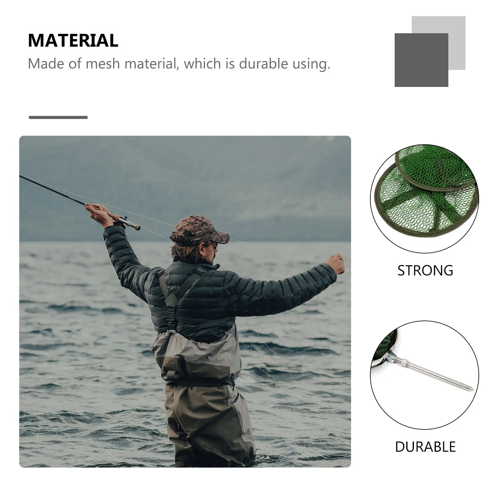 1Pcs Heavy Duty Fishing Net Foldable Fish Guard Strong Bearing Capacity Scratch Resistant Mesh Basket Landing Net