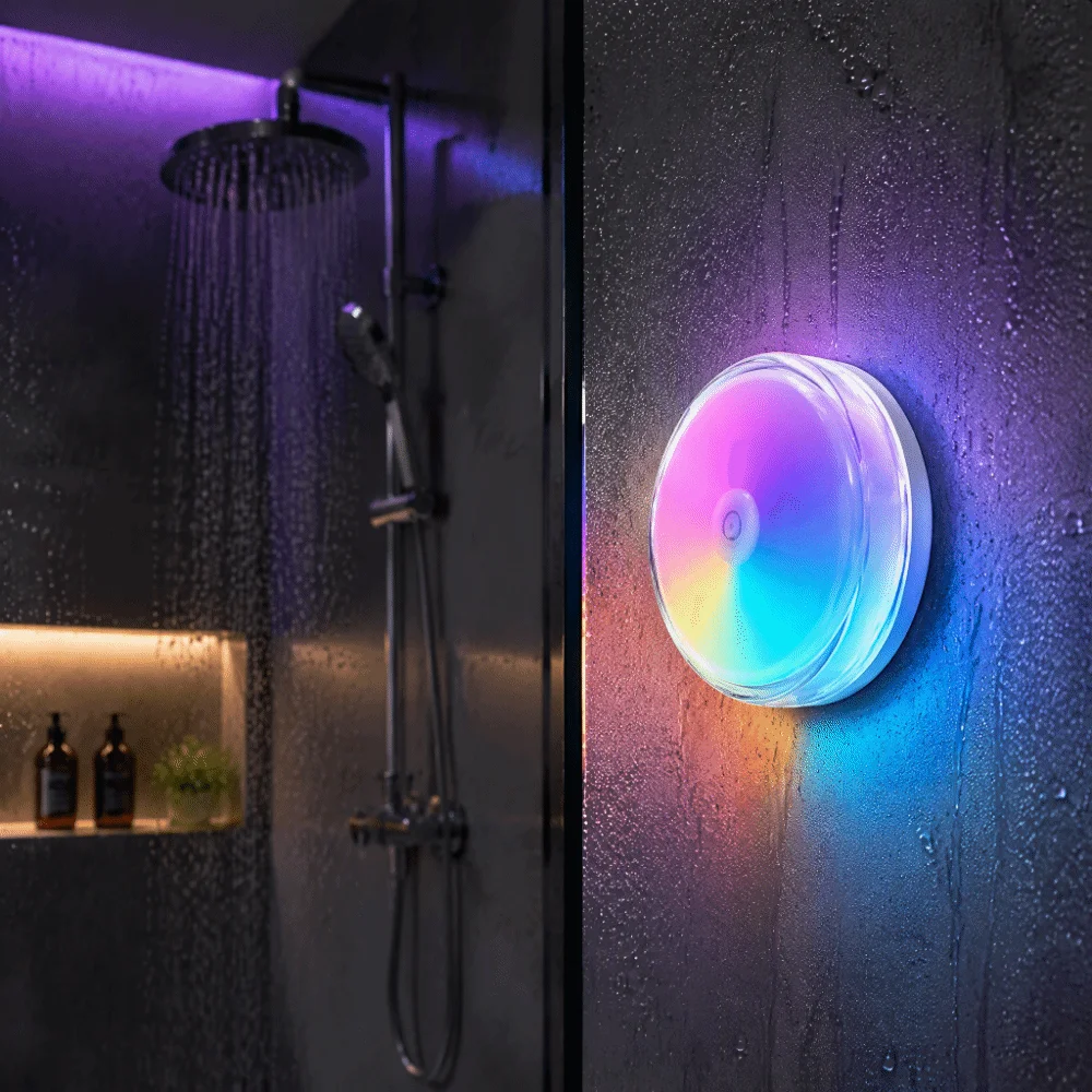 Magnetic Charging Shower Light IP Waterproof Color Changing Mood Light Wireless Magnetic Rechargeable Night Light Shower