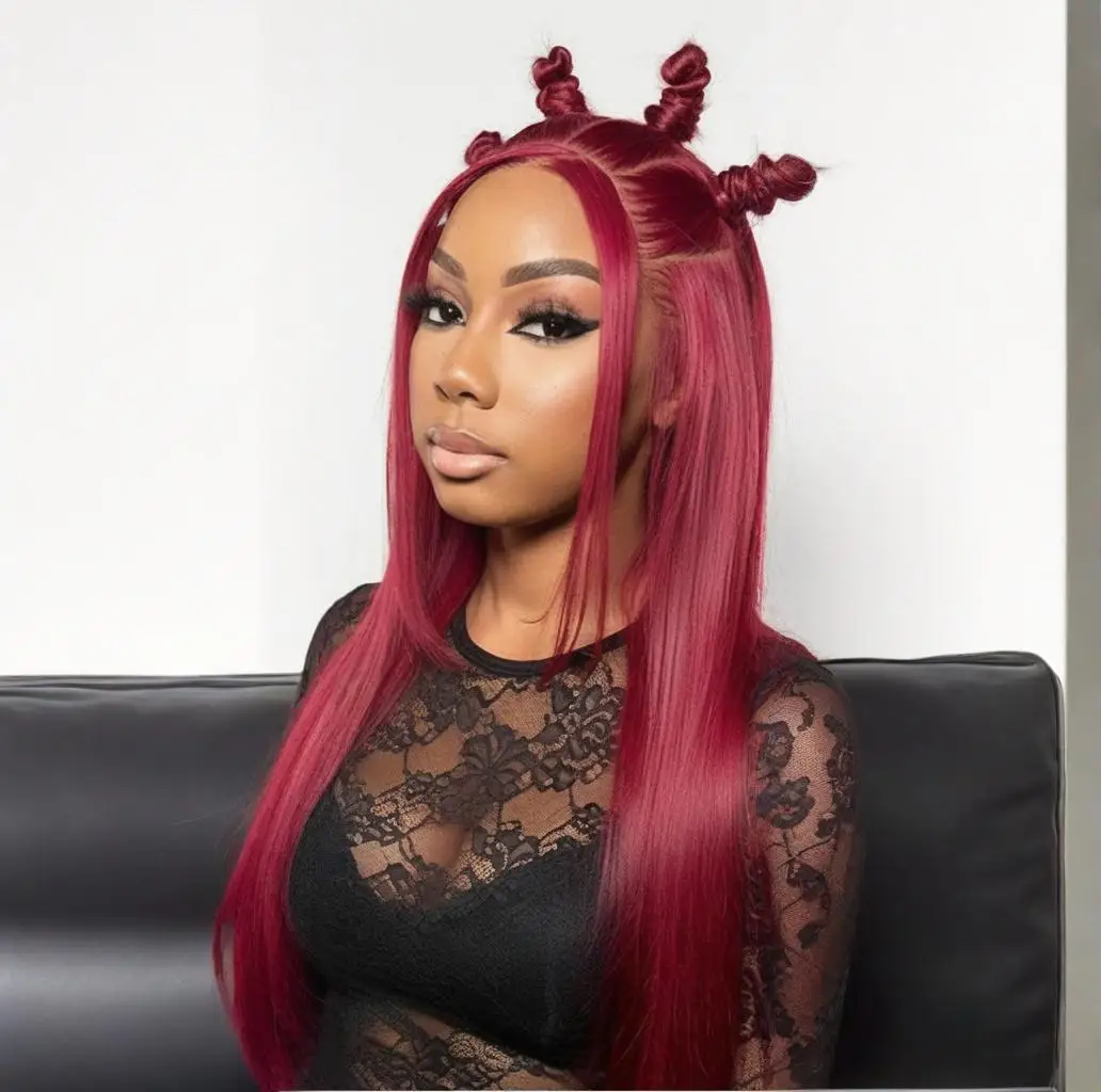 13x6 Burgundy Straight Lace Front 200 Density Wig 40 Inch 99J Colored 13x4 HD Lace Frontal Human Hair Wigs For Women Pre Plucked