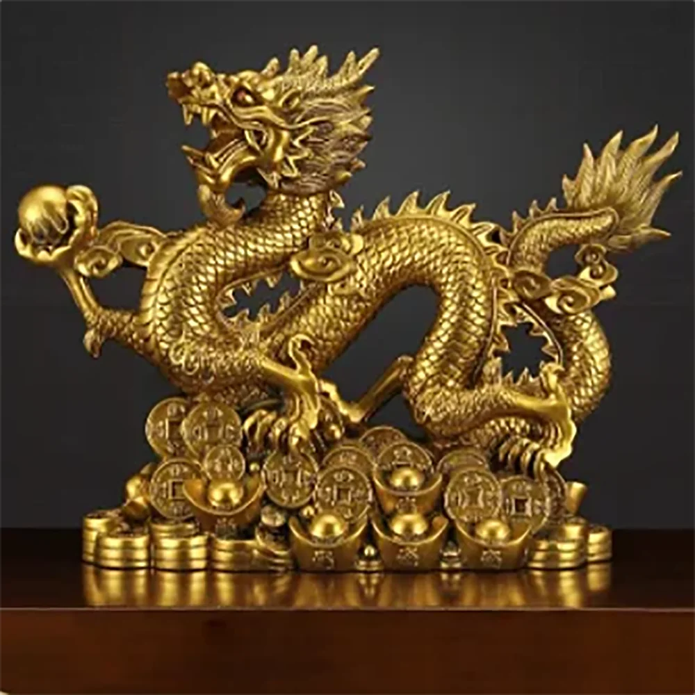 Five-Clawed Dragon Copper Color Ornaments Attract Wealth Boss Office Living Room Gateway Crafts Zodiac Mascot