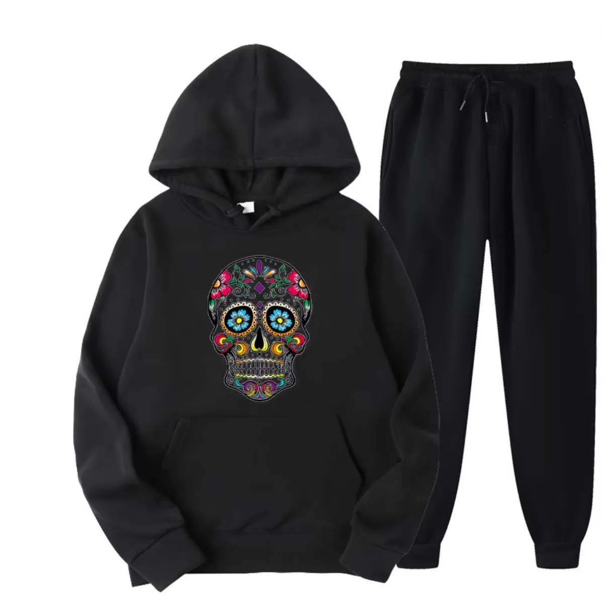 Men's Hoodie Set, High-quality Street Style, Loose and Cool, Skull Print, Autumn and Winter