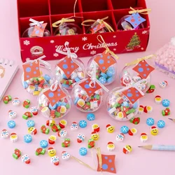 20pcs/set Christmas Mini Erasers Kawaii Snowman Santa Rubber Pencil Erasers Student Kids Gifts Korean Stationery School Supplies