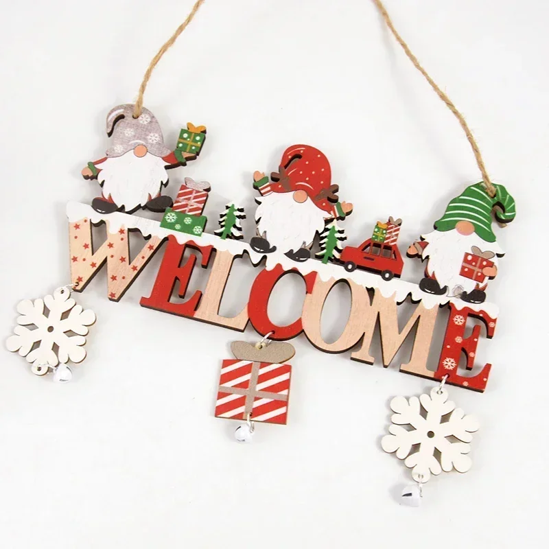 2024 Wooden Christmas Hanging Pendants Gnome Santa Claus Merry Christmas Decoration for Home Xmas Tree Ornaments New Year Gifts