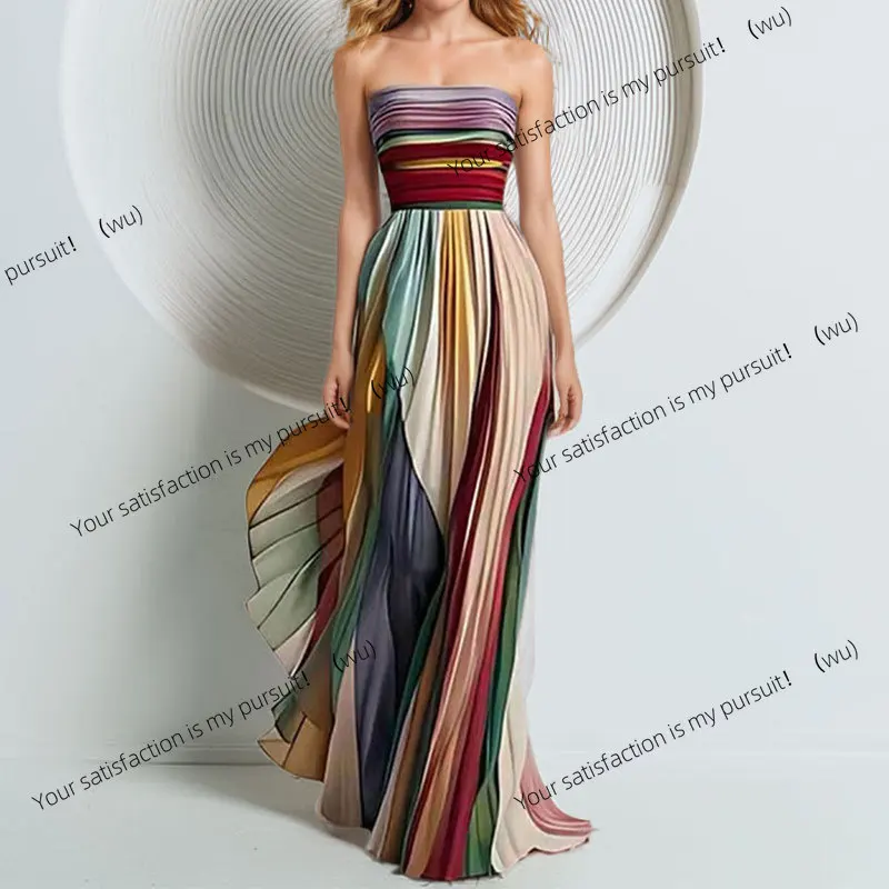 

ZOCI-Sexy tube top print colorful long dress dress dress