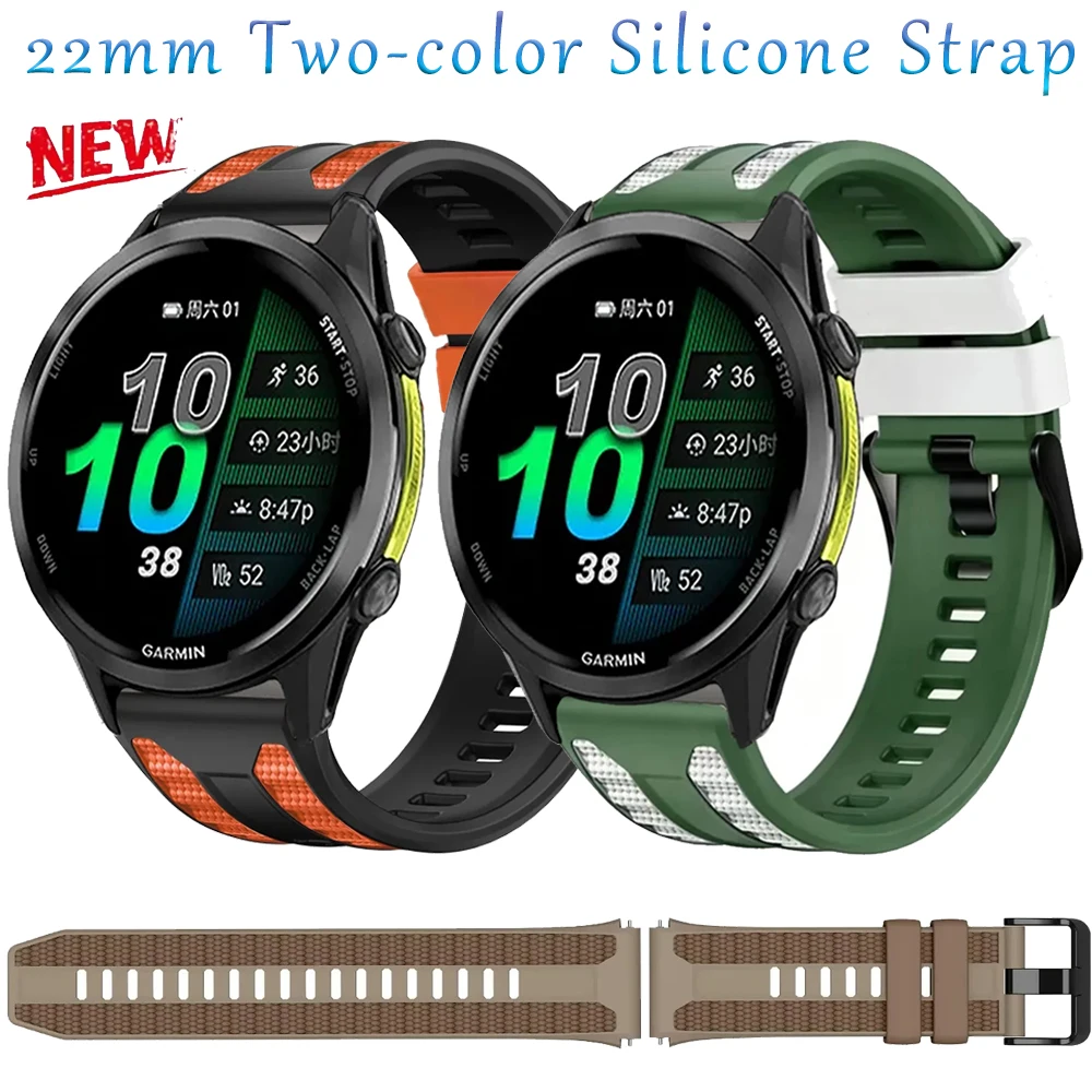 22mm Silicone Band for Garmin Forerunner 970 570 47mm 965 955/Venu 4 45mm Breathable Bel for Amazfit Bip 6-5-Max/Balance 3 Strap