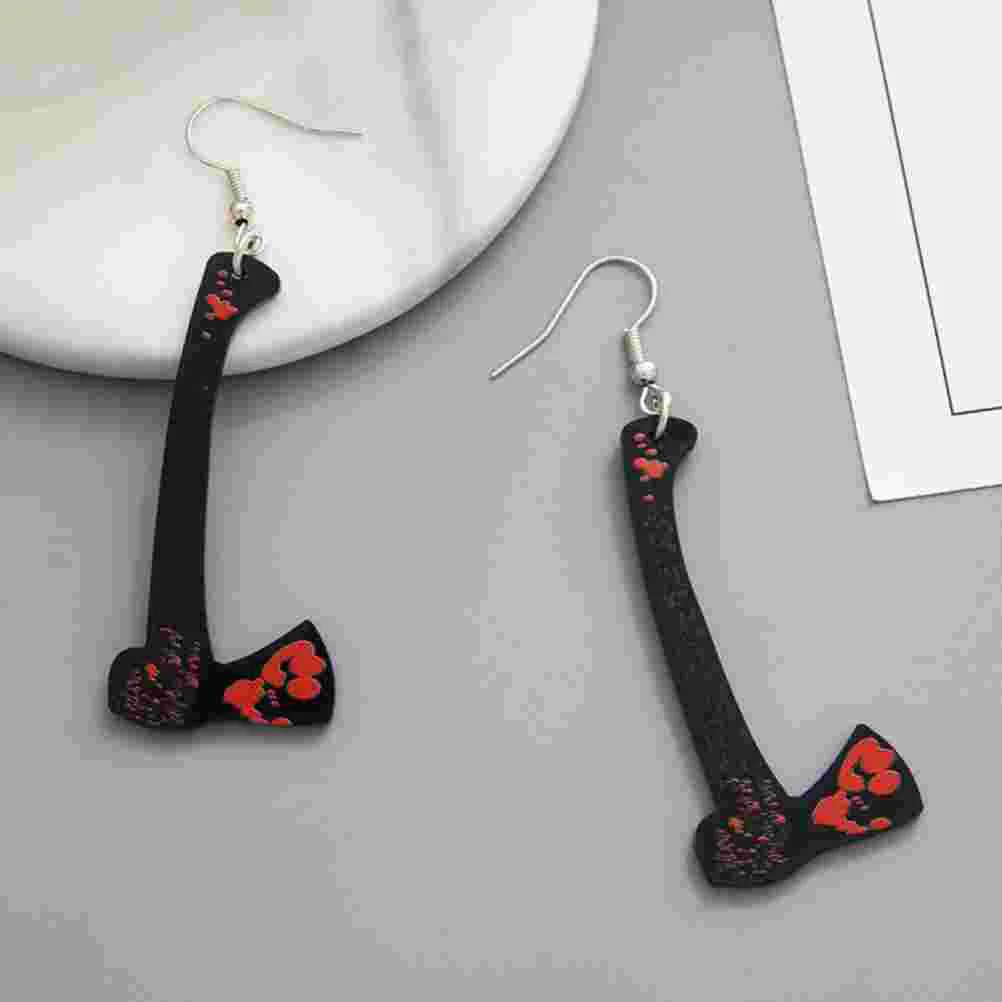 

Earrings for Women Dangle Halloween Bloodstain Print Acrylic Fun Scissors Pearl Goth Miss