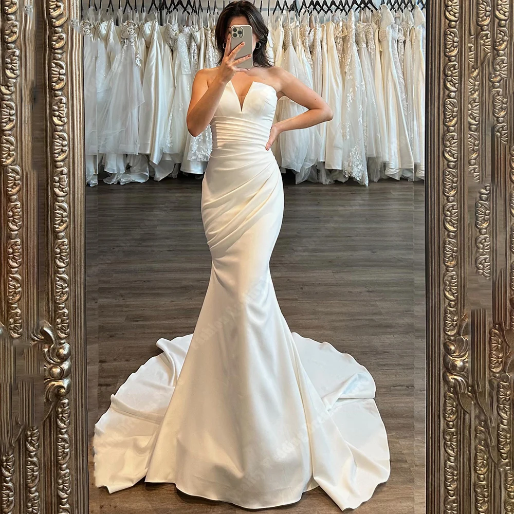 Sexy Deep V-Neck Women Wedding Dresses Elegant Flowers Princess Mermaid Bride Gowns Formal Cocktail Party Vestido De Novias 2024