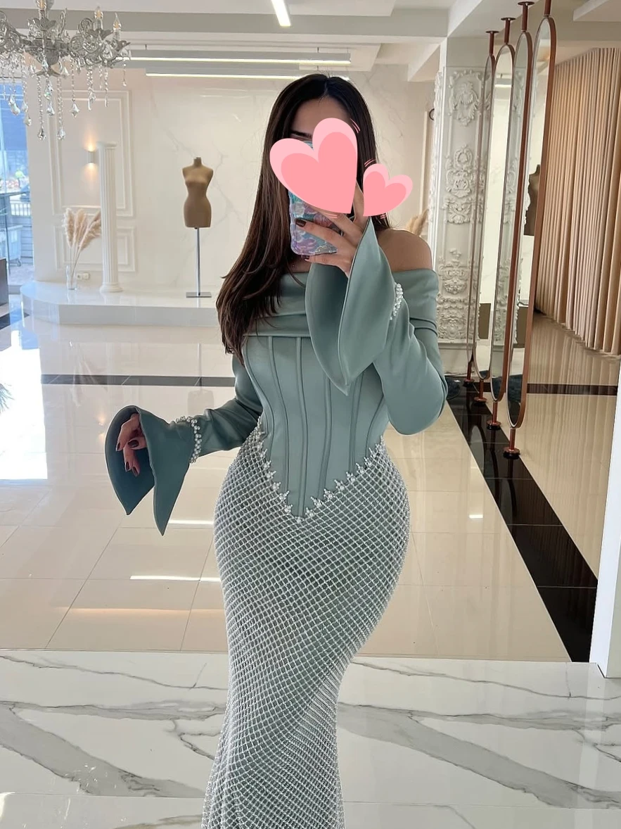 فستان Oisslec للحفلات الراقصة أنيق عتيق مثير باللون الأخضر حورية البحر من الدانتيل مخصص للمناسبات الرسمية للحفلات الراقصة فساتين الحفلات المسائية