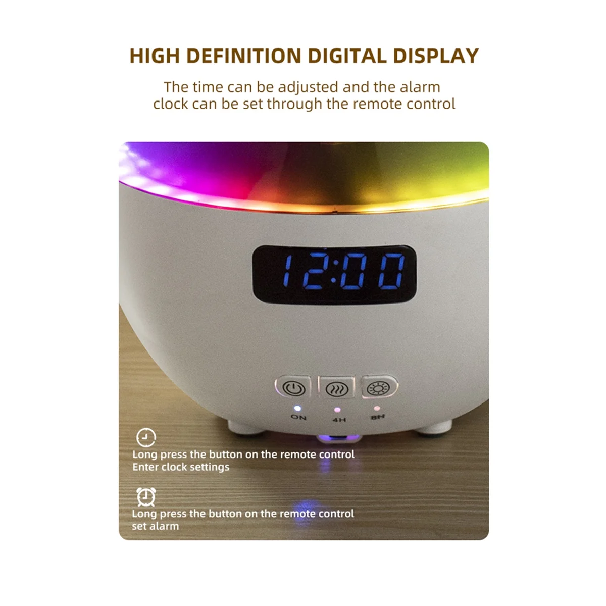 Dynamic Humidifier Home Desktop Digital Display Clock Wireless Remote Control Essence Oil Aromatherapy Machine EU Plug A