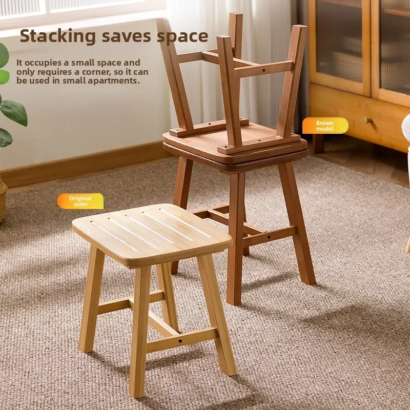 

Internet Celebrity Household Restaurant Log Bench Solid Wood Small Stool Restaurant Stool Comb Makeup Stool Premium Premium