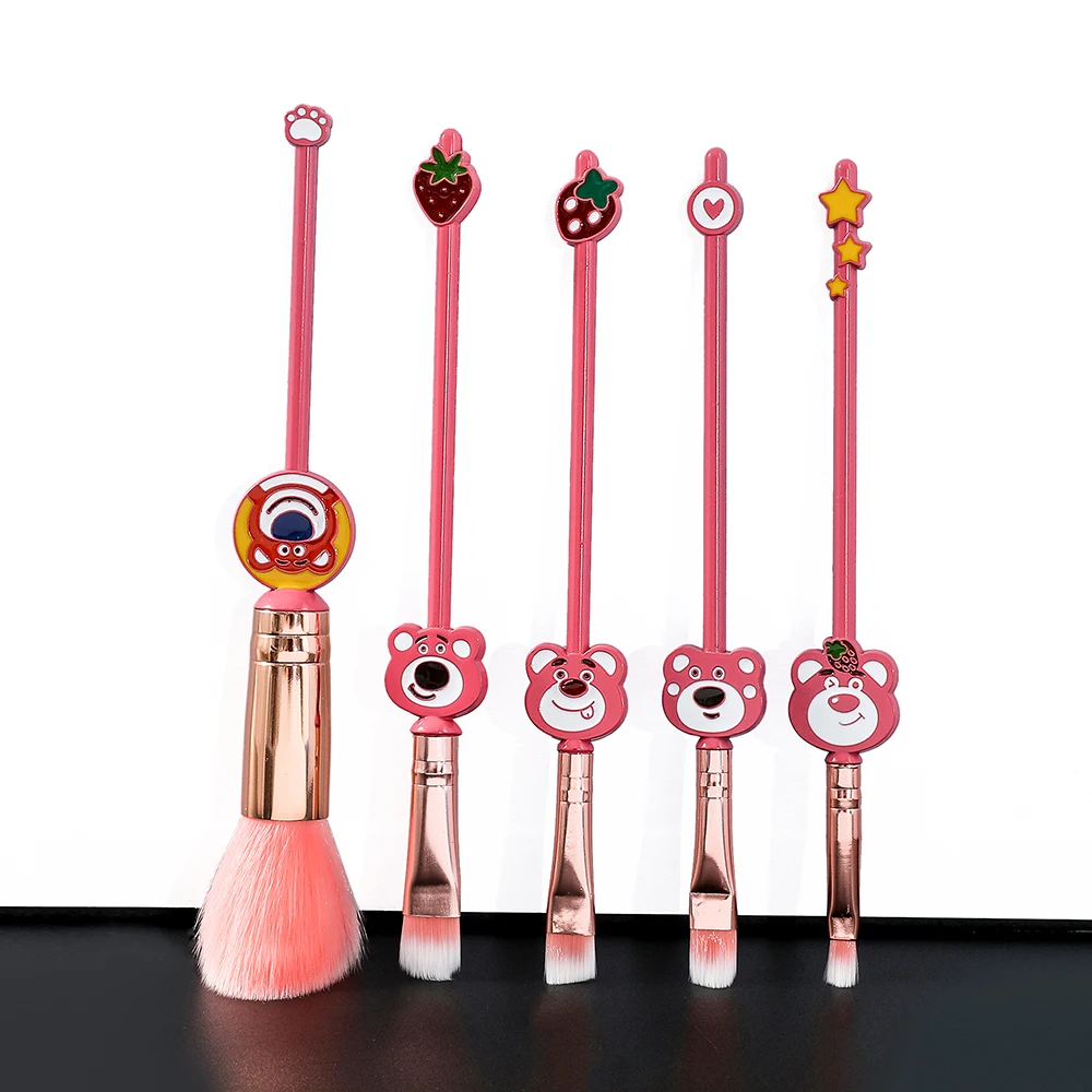 

5pcs Kawaii Lotso Makeup Brush Set Cosplay Makeup Brush Face Cosmetic Powder Highlight Blending Eyebrow Eyeshadow Brush Girl