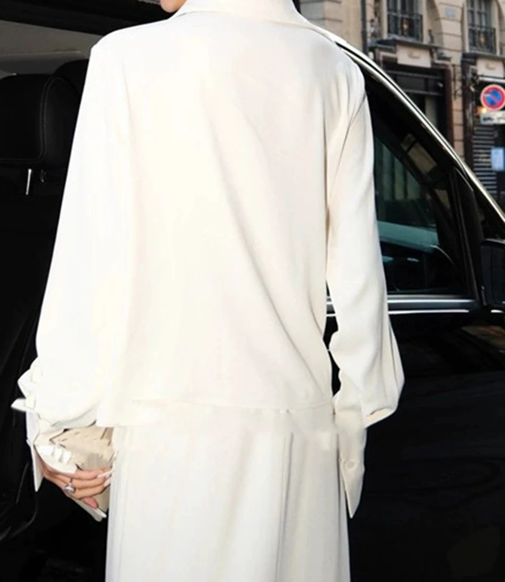 قميص خريف 2025 بتصميم جديد بياقة كومة وأكمام طويلة بلون سادة وفضفاض ونحيف للنساء-GZXX926