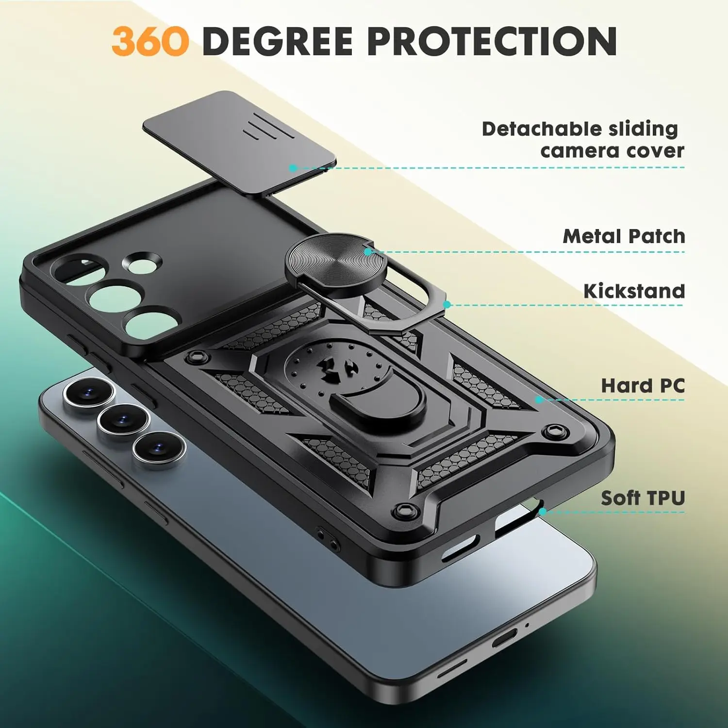 Case For Samsung Galaxy A57 A37 A56 A36 A26 A17 Slide Camera Lens Military Grade Bumpers Armor Ring Holder Kickstand Phone Cover view 5