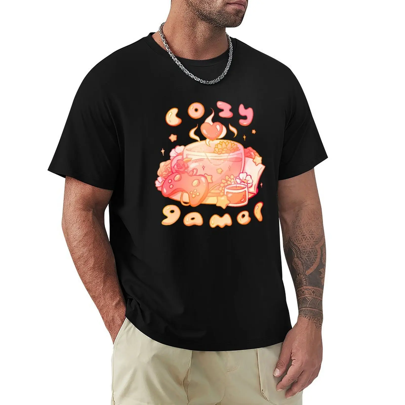 Cozy Gamer Teacup T-Shirt Utility Casual Work T-Shirt