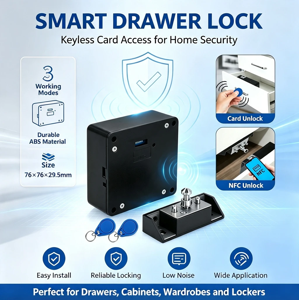 DIXSG Mobile phone NFC smart locker electronic lock RFID13.56mhz invisible furniture sensor cabinet lock drawer door lock