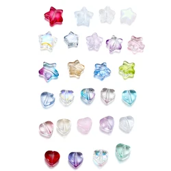 20-50pcs 6.4/9.6mm Transparent Star Heart Shape Glass Beads Colorful Loose Spacer Bead For Jewelry Makeing DIY Handmade Bracelet