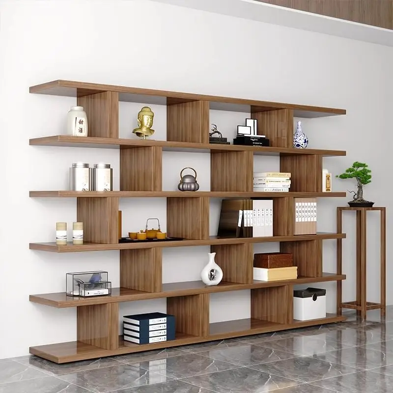 Office floor solid wood thickened bookshelf creative decoration living room multi-layer partition bookcase integrated wall shelf