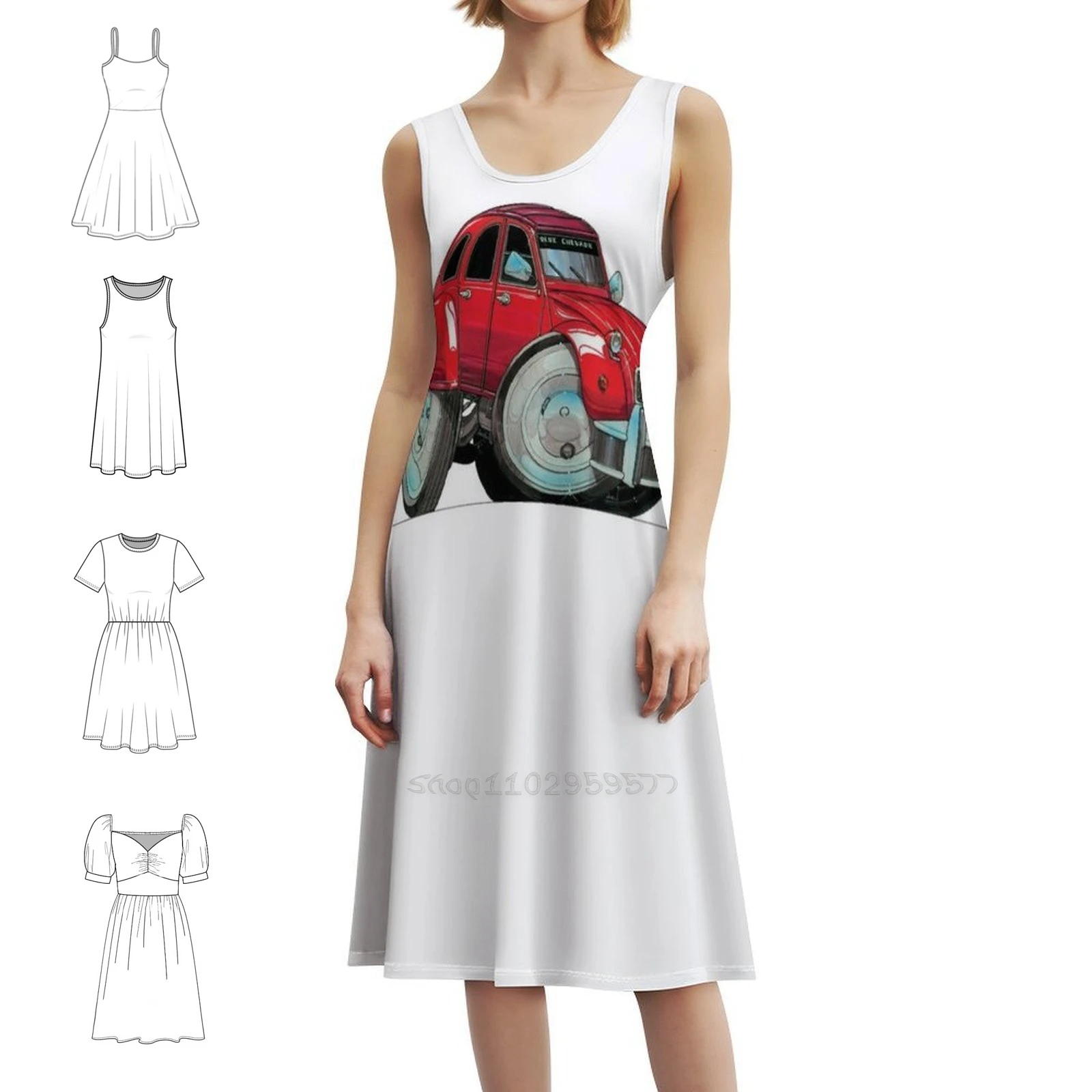 

Caricature CitroN 2Cv Deuche! Korean Style Dress For Women Elegant Casual Dress For Party Or Daily Wear 2Cv Deuch Deudeuche