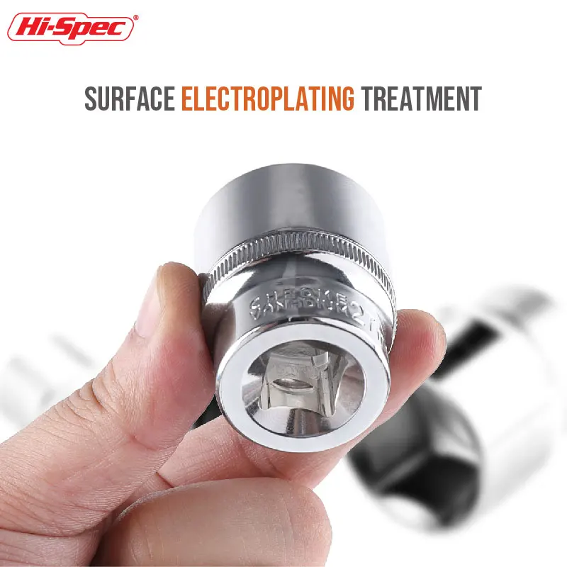 Hi-Spec 8-36mm 1/2 "Drive Set di bussole a impatto profondo CR-V Chiave a cricchetto in acciaio Prese esagonali Rimozione dado Utensili manuali Set di bussole