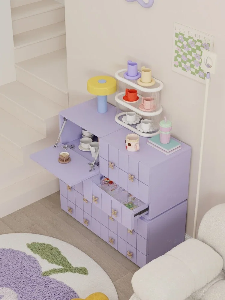 taro purple module cabinet, cream wind bucket cabinet, living room and bedroom storage cabinet