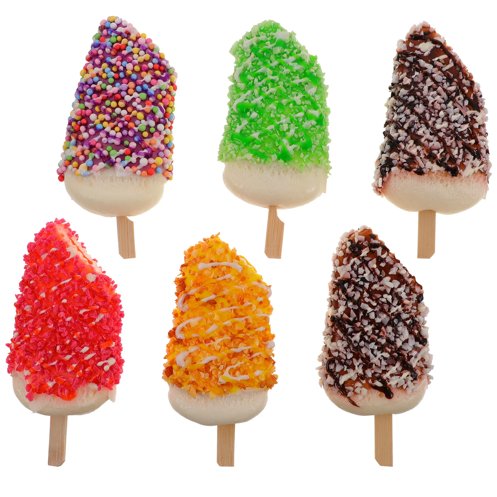 

6 Pcs Simulated Porcelain Ice Cream Prop Popsicle Photo Booth Props Lifelike Decorations Pu Model Child Simulation Dessert
