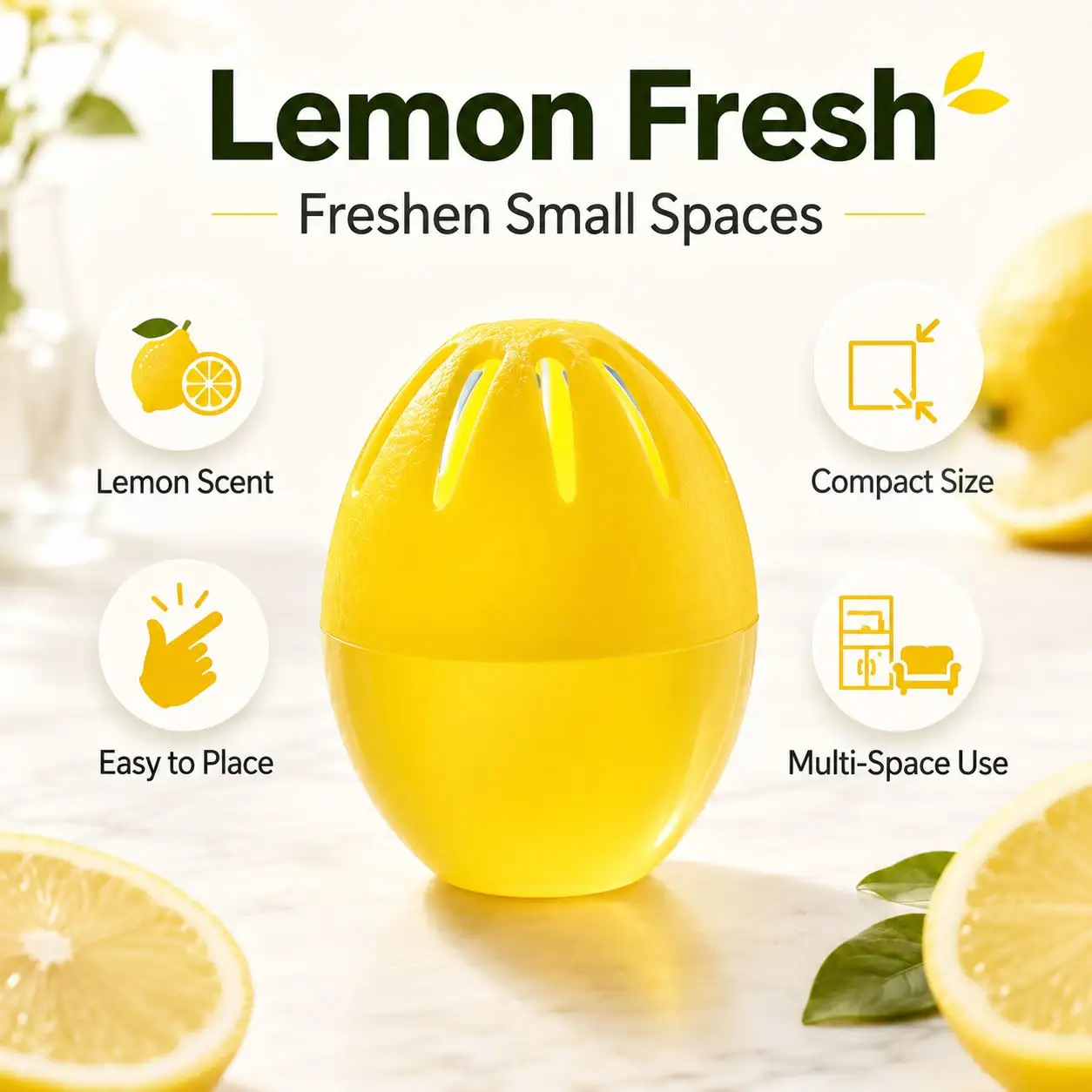 Lemon Fresh Deodorizer Egg, Long Lasting Odor Eliminator, Portable Air Freshener For Fridge, Car, Closet, Shoe Cabinet, Desk, 360° Refreshing Scent For All Spaces, Transfer Can Be Refrigerated Or Frozen Universal For Home And RV Mini-Fridges