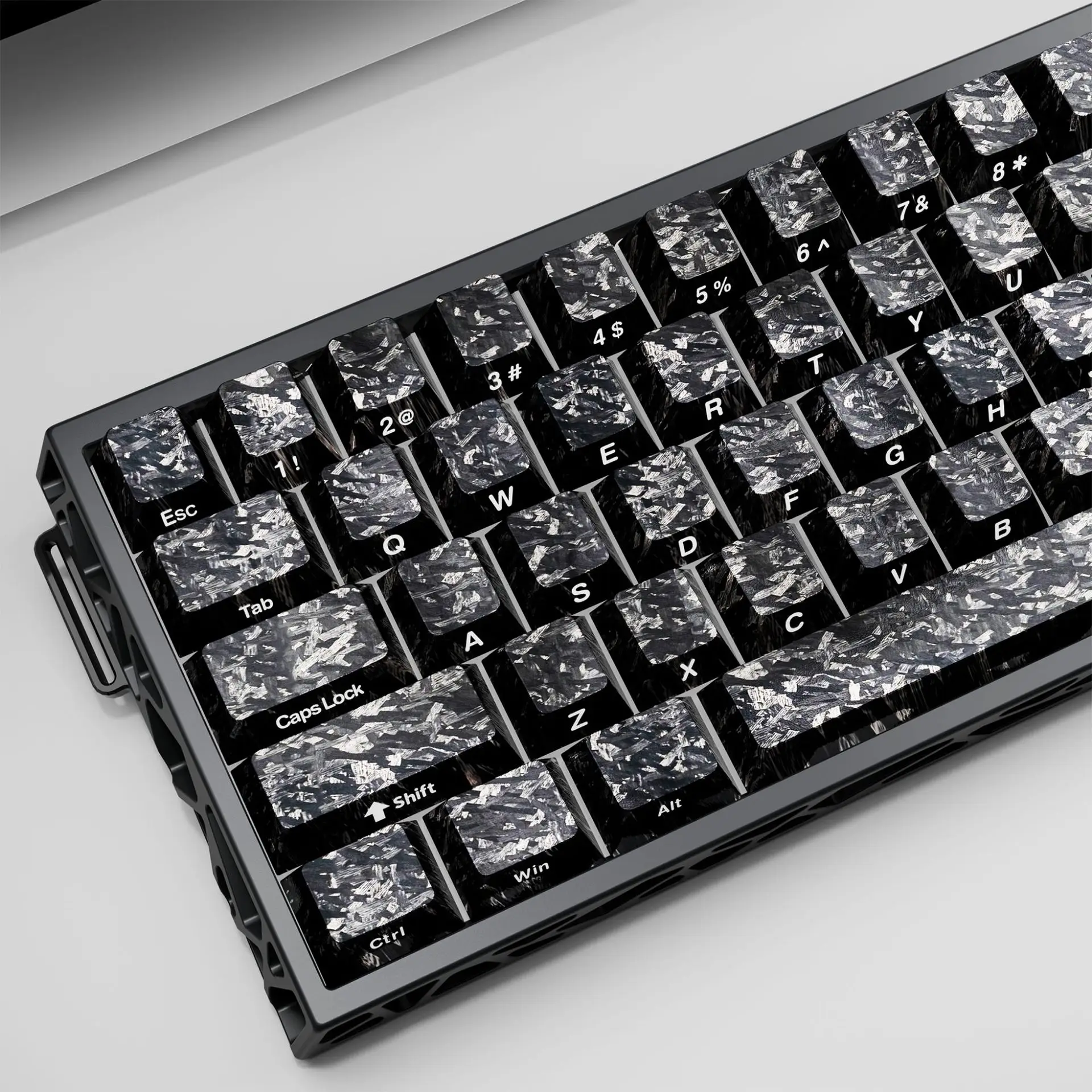 Carbon Fiber Texture Keycaps Forged Carbon Side Printed OEM Profile Compatible with Magnetic Switch Mechanical Keyboard