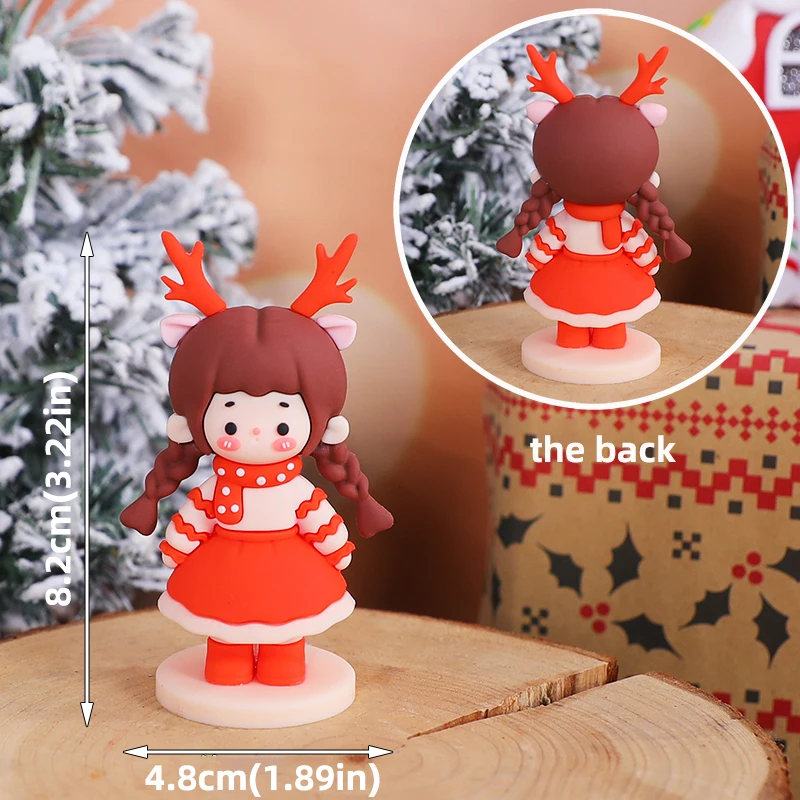 Weihnachtsbär-Kuchenaufsatz, roter Pullover, grünes Hemd mit Regenbogenbogen, Geschenkbox für Urlaub, Party, Kuchendekorationen, Puppenornament – Detail 26
