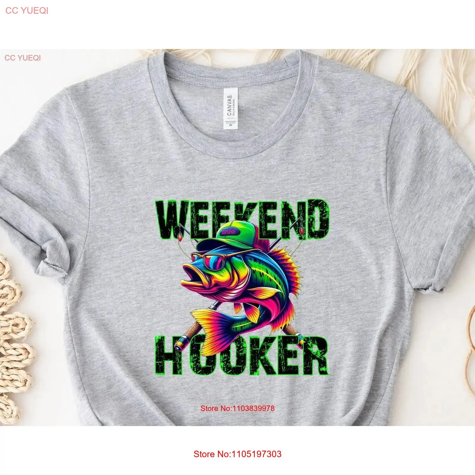 Weekend Hooker T Shirt Fishing Lake Vibes Bass Fish Dad Outfit Camping Outdoor vintage Washed streetwear Breathable homme