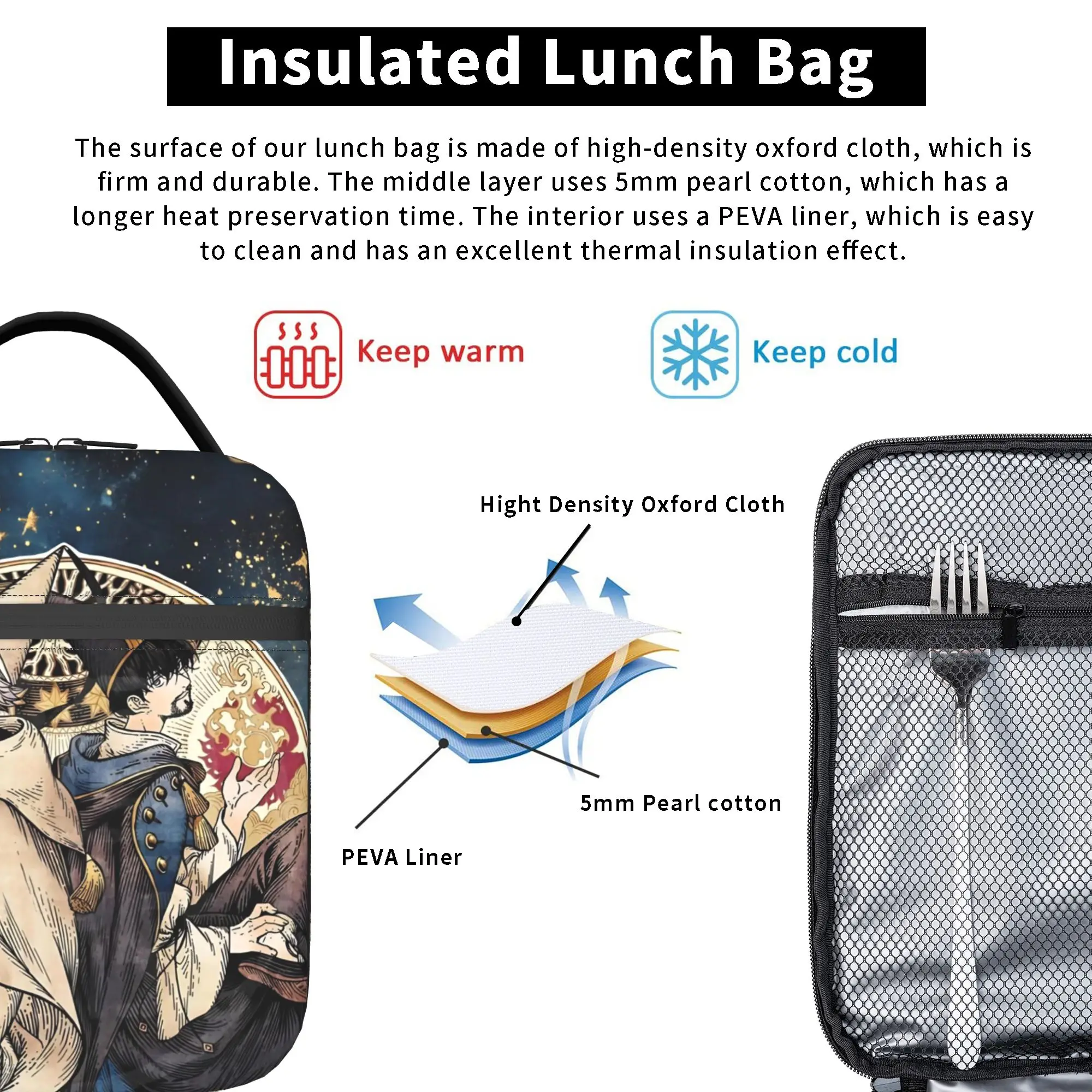 Olruggio And Qifrey Witch Hat Atelier Anime Thermal Insulated Lunch Bag for Office  Portable Food Bag Cooler Thermal Lunch Boxes - view 5