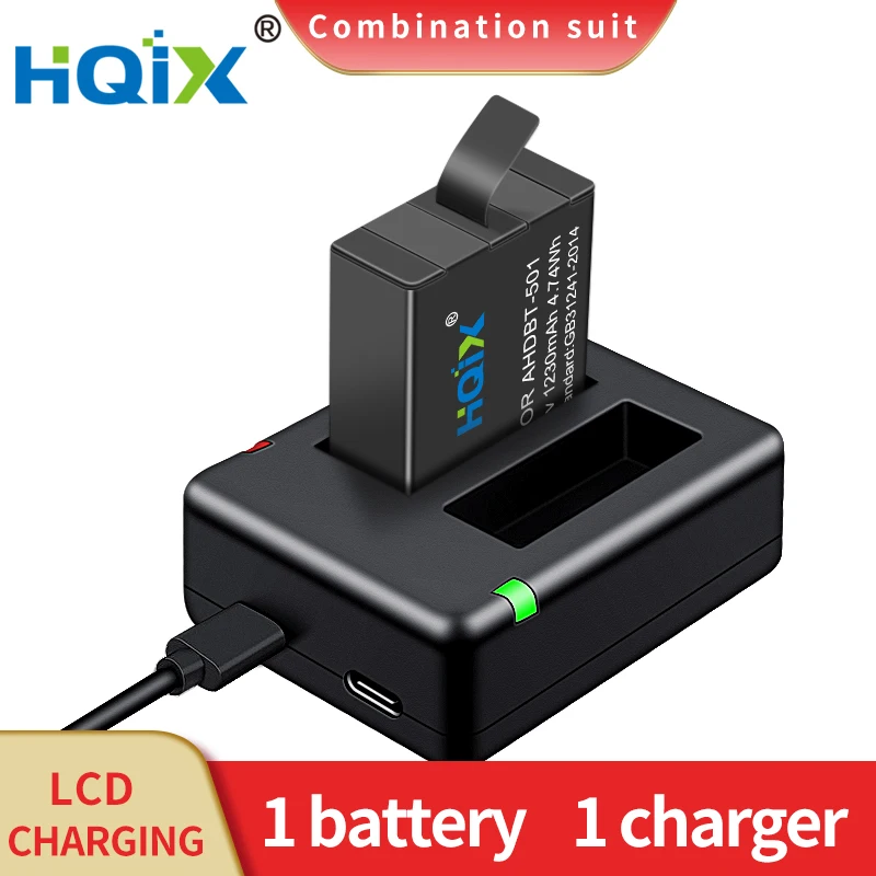 

HQIX for Gopro Hero 5 Gopro Hero 6 Gopro Hero 7 Camera AHDBT-501 Dual Battery Charger