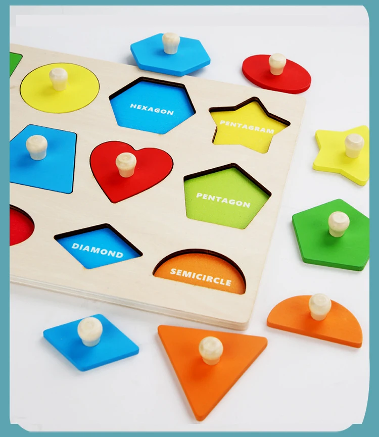 Planche à chevilles de Puzzle géométrique Montessori en bois, jouet sensoriel d'éducation précoce pour les tout-petits, jouets de tri de formes et de couleurs pour bébé