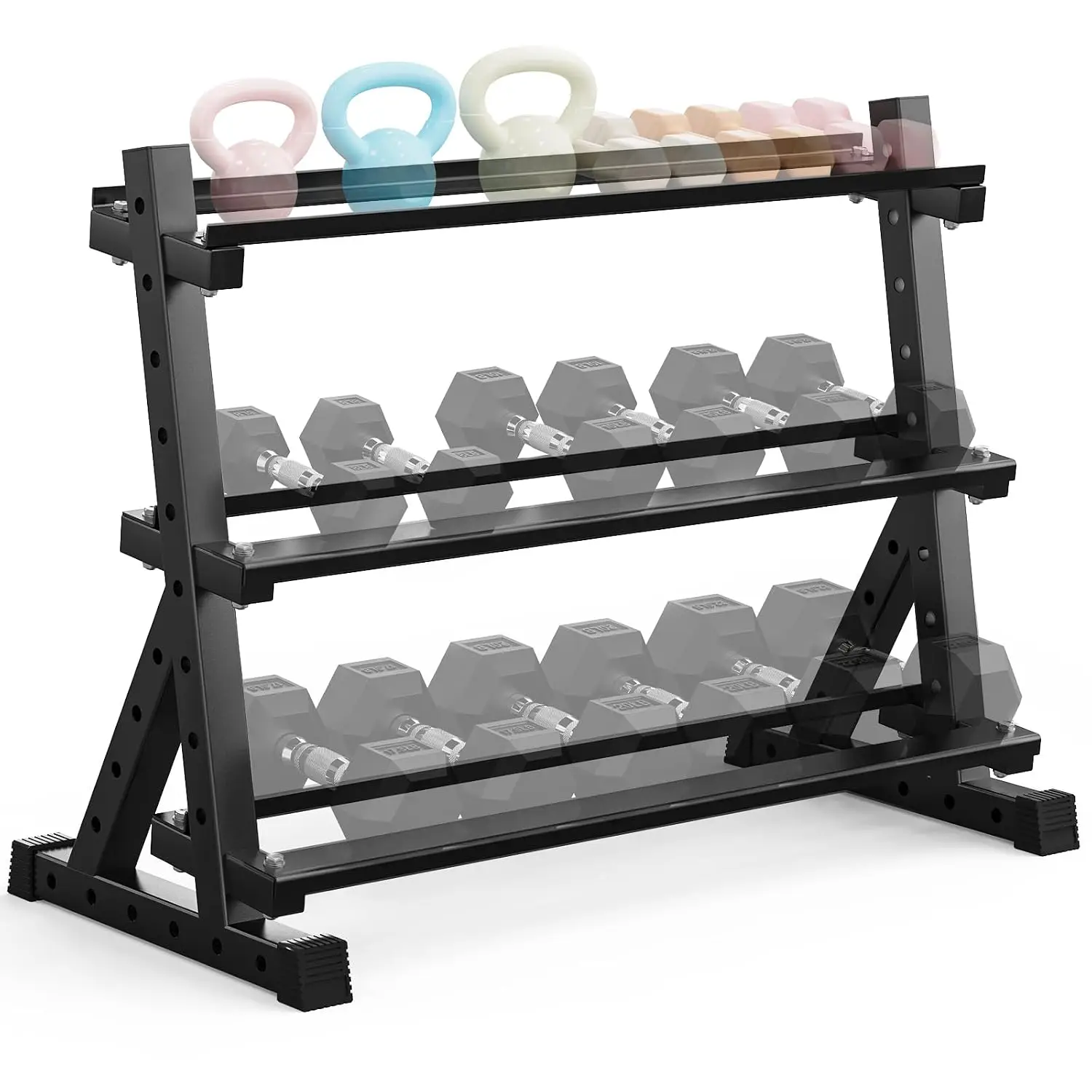 3-Tier Dumbbell & Kettlebell Rack Stand Only, 1000LB Capacity, Customized