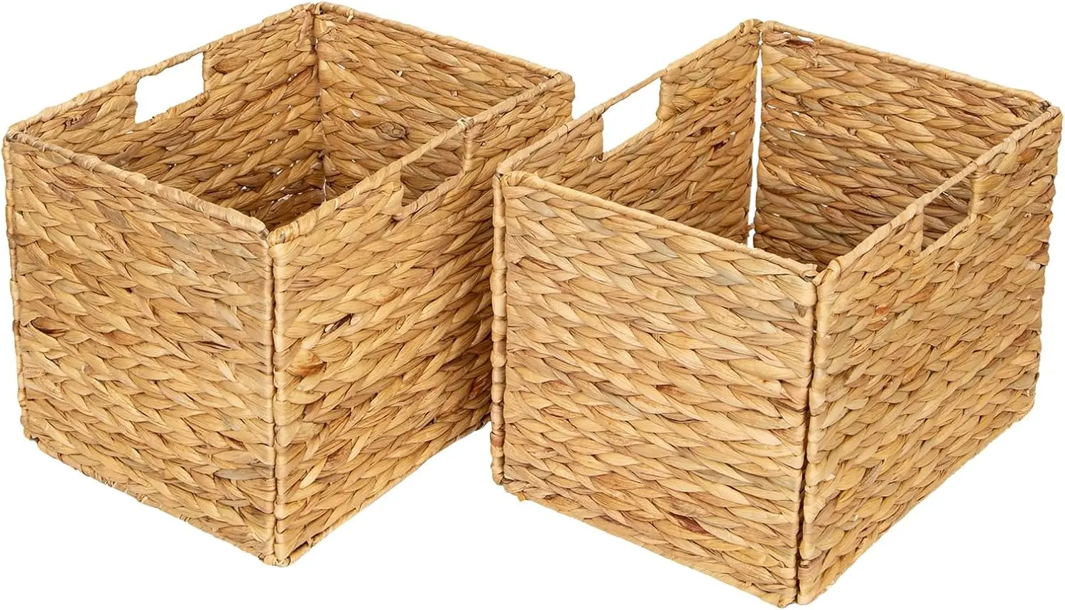 Storage Baskets，Wicker Baskets,Hyacinth Basket For Shelf,Folding 2 Packs Handmade Woven, Seagrass Baskets,Shelf Baskets