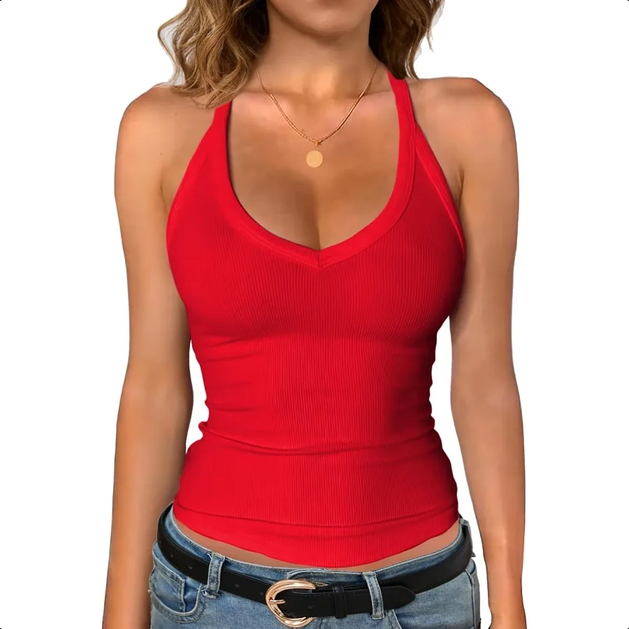 

Женская майка для тренировок Jar of Love со встроенной полкой BraVNeck Racerback в рубчик для бега в тренажерном зале, йоге