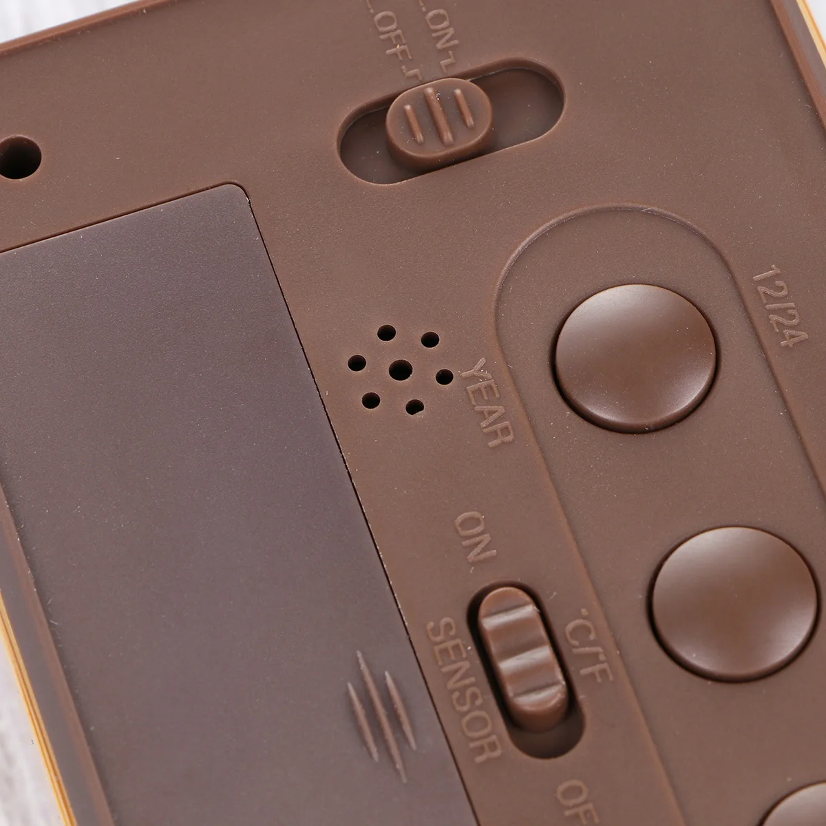 

1pc Led Wooden Digital With Temperature Display Bamboo Shell Brightness Sensor For Home Office Desktop Decor Wood Digital Led