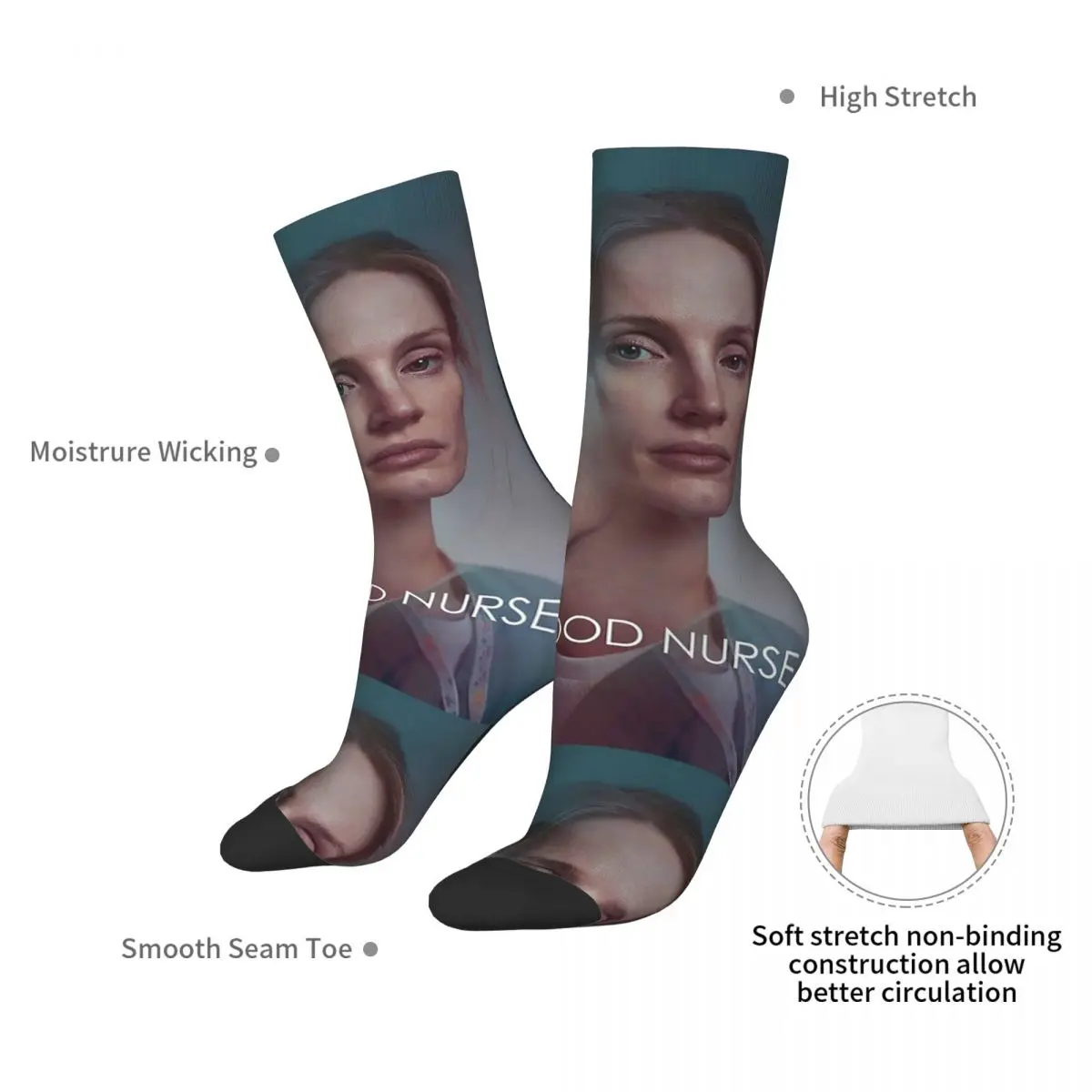 The Good Nurse Socks Harajuku Sweat Absorbing Stockings All Season Long Socks Accessories for Man's Woman's Christmas Gifts