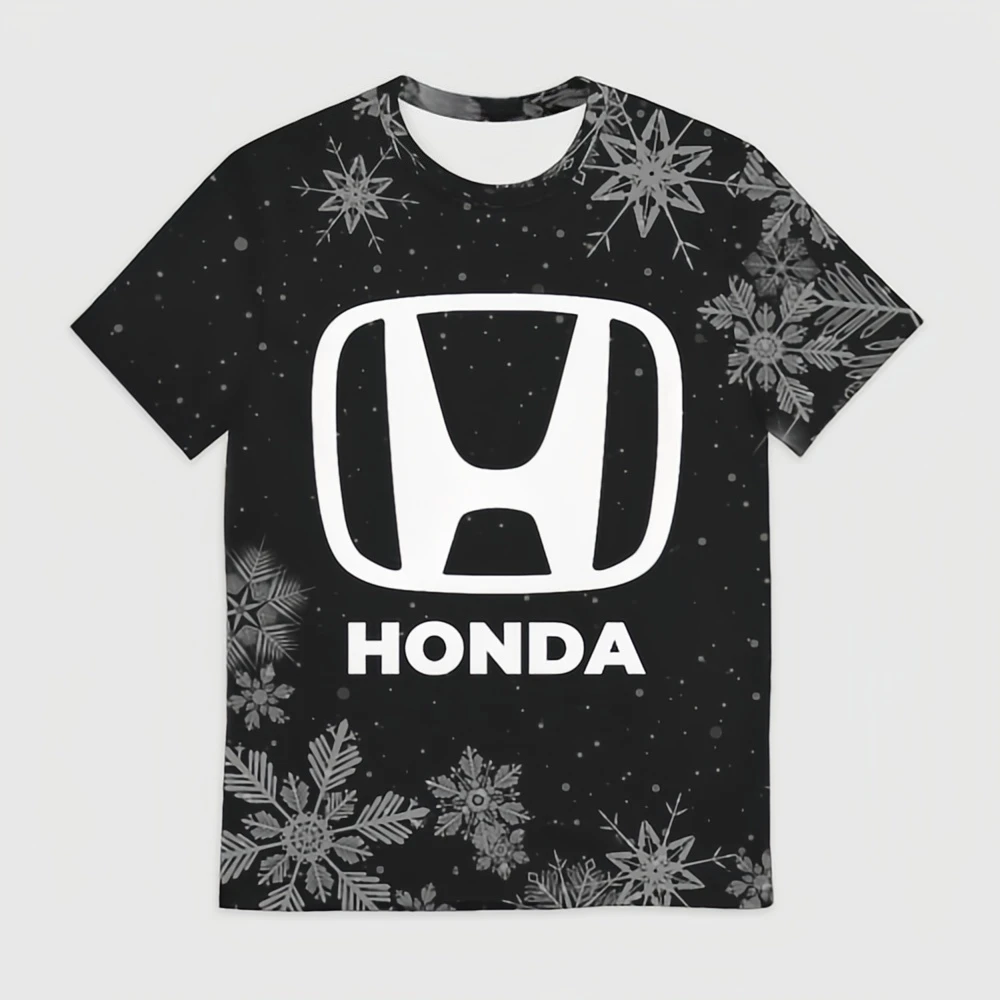 

Honda Fashion Short Sleeved T-Shirt Summer Motorcycle Riding Top Snowflake Print Breathable Quick Drying Casual Sports T-Shirt