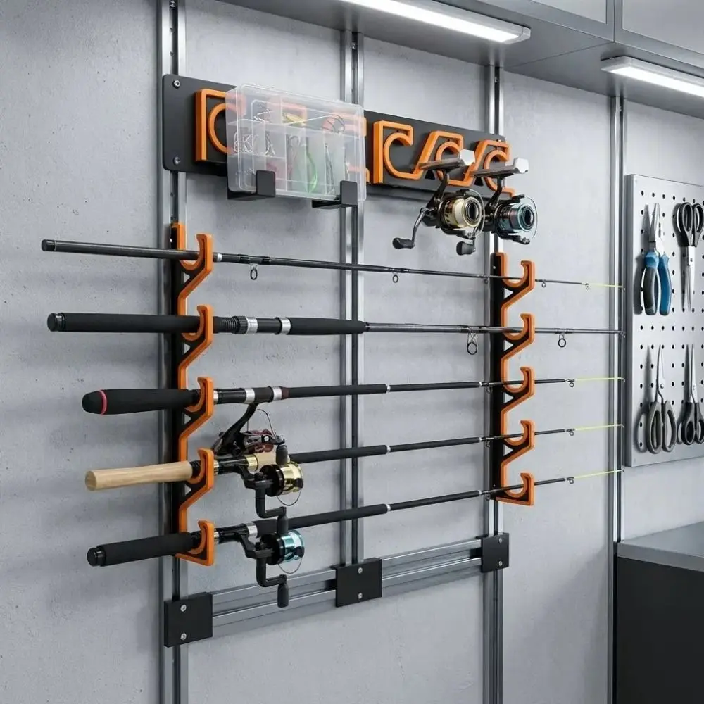 Wall Mounted Wall Mounted Fishing Rod Storage Rack Easy To Install Anti-Slip Fishing Pole Organizer Holder Sturdy Structure
