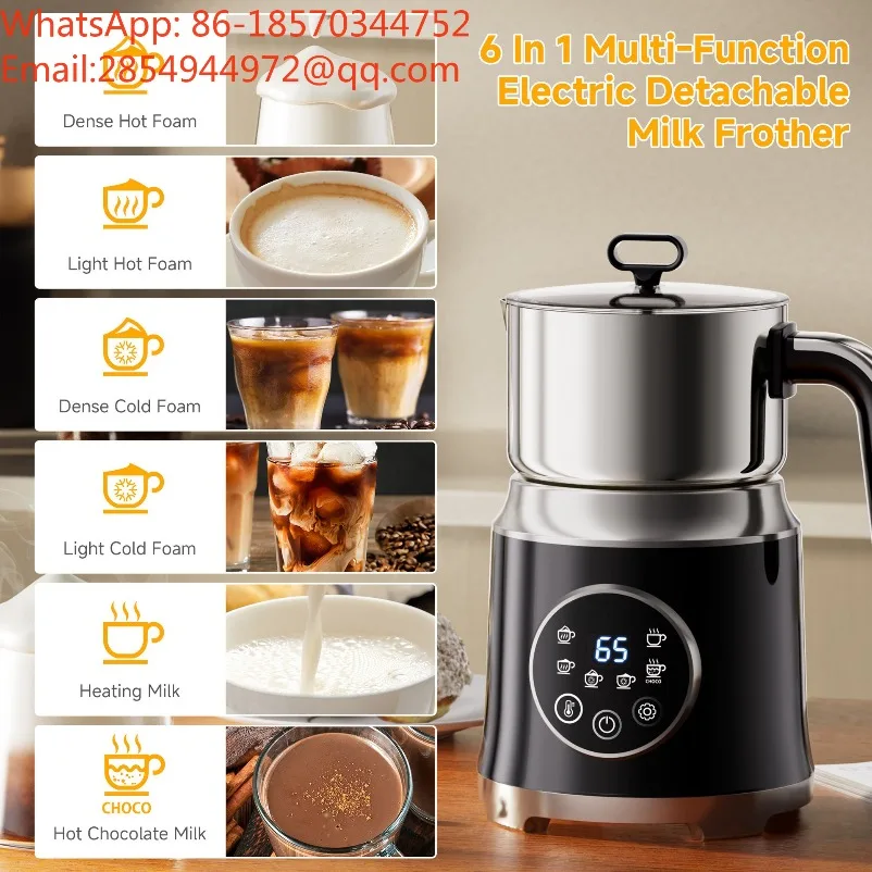 New 1.2L Separate 6-in-1 Milk Foaming Machine Hot and Cold Milk Foaming Machine Milk Beater