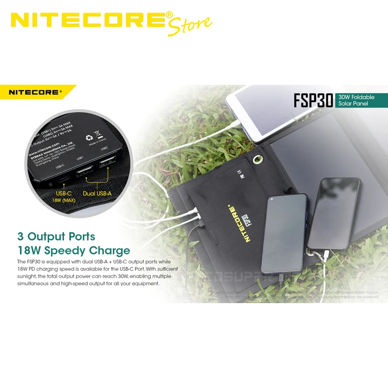 Speedy Charge Nitecore FSP30 30W Foldable Solar Panel