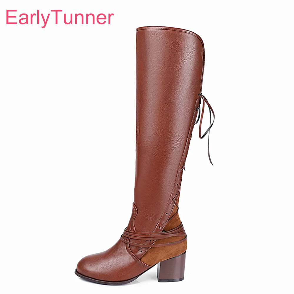 Brand New Winter Sexy Black Brown Women Thigh High Boots 2 inch Heels Lady Nude Dress Shoes EH653 Plus Big Size 10 43 47