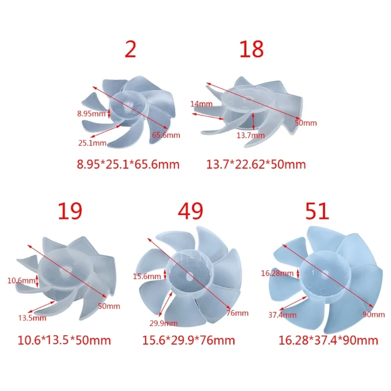 F92C Mini Plastic Fan 7 Hojas para secador Partes reemplazo del motor